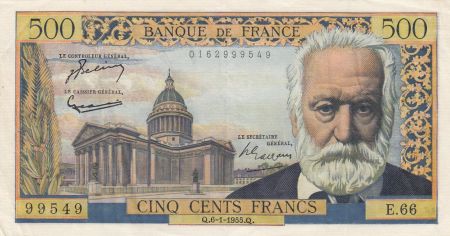 France 500 Francs Victor Hugo - 1954 0 1958 - TTB +