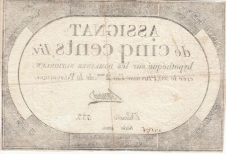 France 500 Livres 20 Pluviose An II - 8.2.1794 - Sign. Barraud