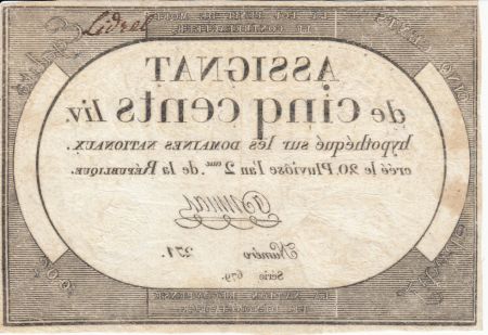 France 500 Livres 20 Pluviose An II - 8.2.1794 - Sign. Dumas