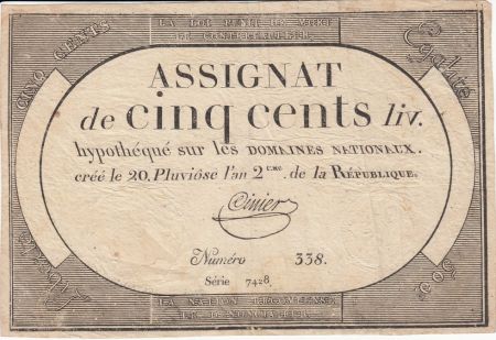 France 500 Livres 20 Pluviose An II - 8.2.1794 - Sign