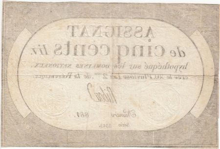 France 500 Livres 20 Pluviose An II - 8.2.1794 - Sign. Ribou