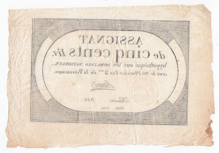 France 500 Livres 20 Pluviose An II (8.2.1794) - Sign. Barraud