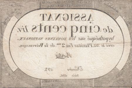 France 500 Livres 20 Pluviose An II (8.2.1794) - Sign. Bertin