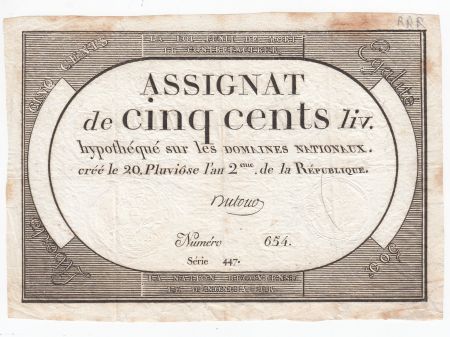 France 500 Livres 20 Pluviose An II (8.2.1794) - Sign. Dutour