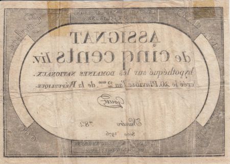 France 500 Livres 20 Pluviose An II (8.2.1794) - Sign. Goust