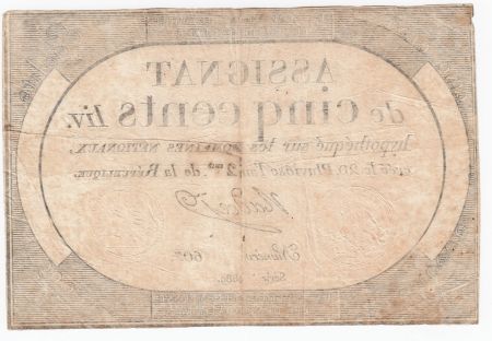 France 500 Livres 20 Pluviose An II (8.2.1794) - Sign. Nadal