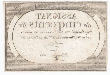 France 500 Livres 20 Pluviose An II (8.2.1794) - Sign. Poiré