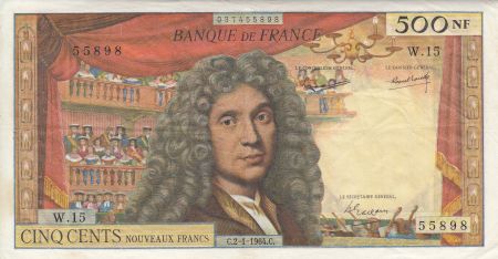 France 500 NF Molière - Série W.15 - 02-01-1964