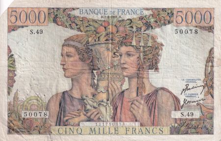 France 5000 Francs - Terre et Mer - 01-02-1951 - Série S.49 - F.48.03