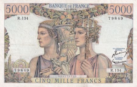 France 5000 Francs - Terre et Mer - 02-07-1953 - Série R.134 - F.48.09