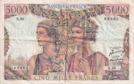 France 5000 Francs - Terre et Mer - 03-11-1949 - Série S.36 - TB+ - F.48.02
