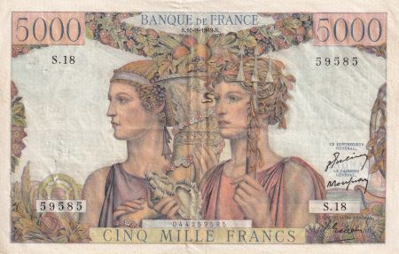 France 5000 Francs - Terre et Mer - 10-03-1949 - Série S.18 - TTB - F.48.01