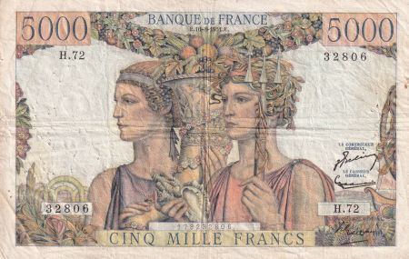 France 5000 Francs - Terre et Mer - 16-08-1951 - Série H.72 - TB+ - F.48.05