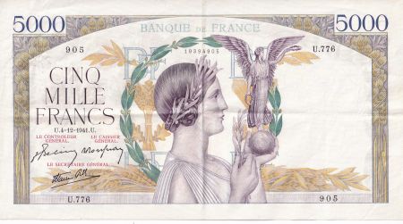 France 5000 Francs - Victoire - 04-12-1941 - Série U.776 - F.46.30