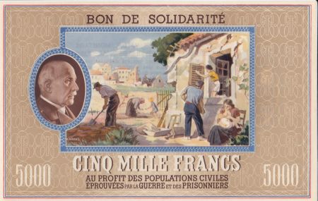 France 5000 Francs Bon de Solidarité - Pétain - 1941 / 1942