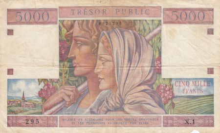 France 5000 Francs Couple de Paysan, Trésor Public - 1955 - Série X.1