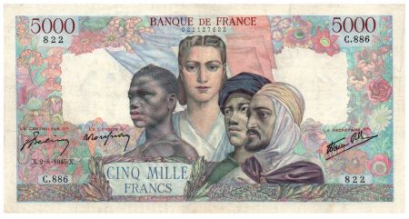 France 5000 Francs Empire Français - 02-08-1945 Série C.886 - TTB