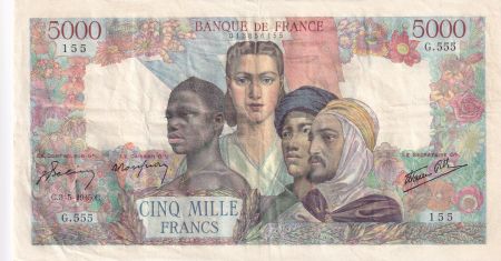 France 5000 Francs Empire Français - 03-05-1945 Série G.555 - TTB+