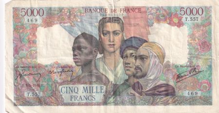 France 5000 Francs Empire Français - 03-05-1945 Série T.557 - PTTB