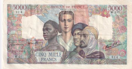 France 5000 Francs Empire Français - 03-05-1945 Série W.557 - TTB
