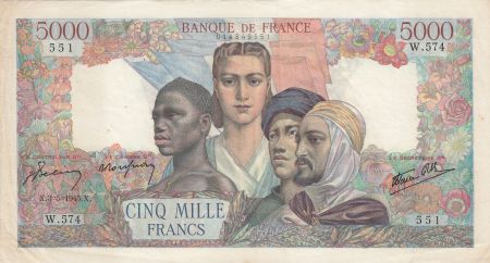 France 5000 Francs Empire Français - 03-05-1945 Série W.574-551