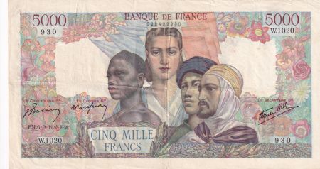 France 5000 Francs Empire Français - 06-09-1945 - Série W.1020