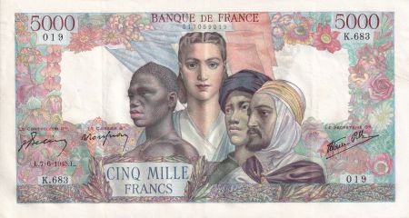 France 5000 Francs Empire Français - 07-06-1945 - Série K.683  - SUP