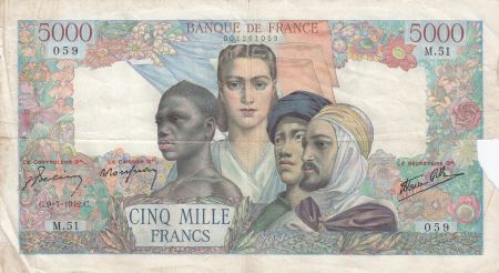 France 5000 Francs Empire Français - 09-07-1942 Série M.51 - AB