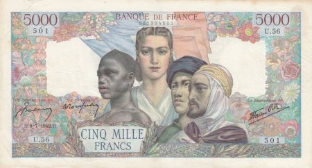 France 5000 Francs Empire Français - 09-07-1942 Série U.56 - TTB