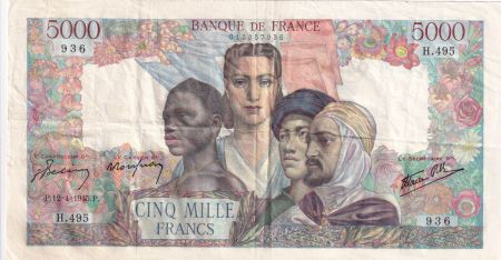 France 5000 Francs Empire Français - 12-04-1945 Série H.495 - TTB