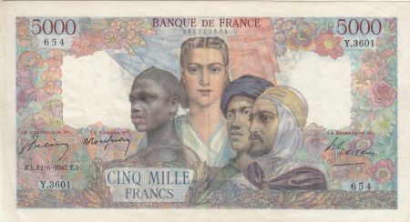 France 5000 Francs Empire Français - 12-06-1947 Série Y.3601