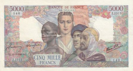 France 5000 Francs Empire Français - 16-05-1946 Série Z.2315 - TTB+
