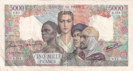 France 5000 Francs Empire Français - 19-04-1945 Série A.514 - TTB