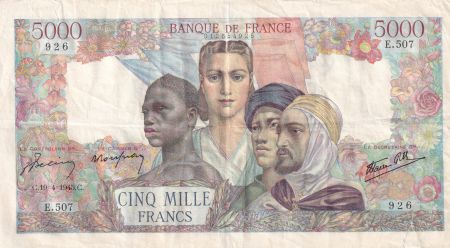 France 5000 Francs Empire Français - 19-04-1945 Série E.507 - TB