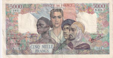 France 5000 Francs Empire Français - 19-04-1945 Série N.516 - TB+