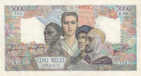 France 5000 Francs Empire Français - 1942 - TTB