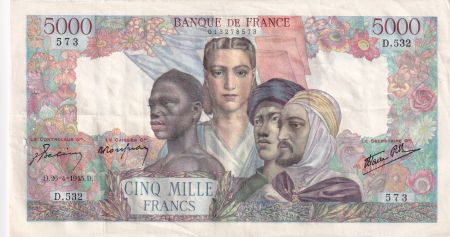 France 5000 Francs Empire Français - 26-04-1945 Série D.532 - TTB+