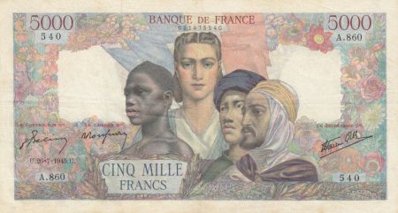 France 5000 Francs Empire Français - 26-07-1945 Série A.860 - TTB