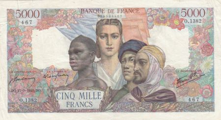 France 5000 Francs Empire Français - 27-09-1945 Série O.1382 - TTB
