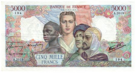 France 5000 Francs Empire Français - 28-03-1946 Série A.2019 - TTB+