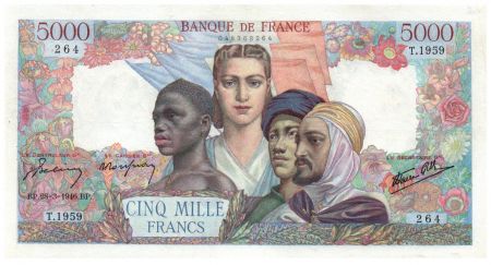 France 5000 Francs Empire Français - 28-03-1946 Série T.1959 - TTB