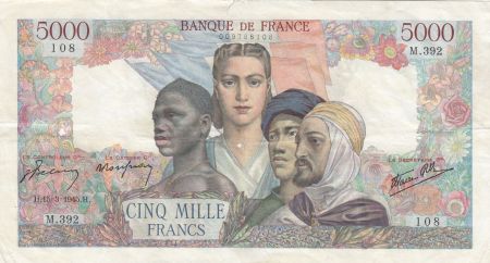 France 5000 Francs Empire Français - 29-03-1945 Série L.455 - SUP +