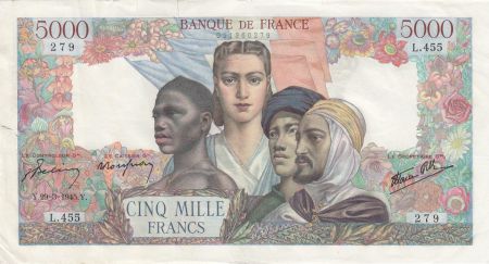 France 5000 Francs Empire Français - 29-03-1945 Série L.455 -TTB