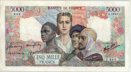 France 5000 Francs Empire Français - 6-09-1945  Série G.1042