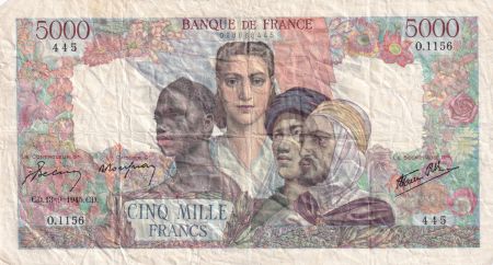 France 5000 Francs Empire Français -1945 - TTB - Séries variées