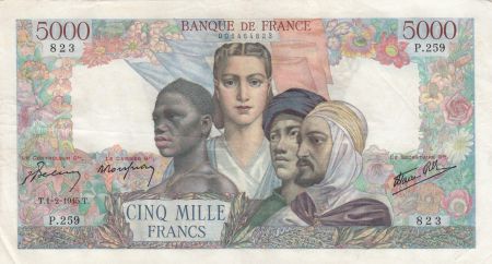 France 5000 Francs Empire Français 01-02-1945 Série P.259 - TTB