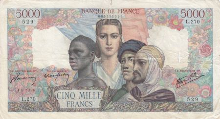 France 5000 Francs Empire Français 08-02-1945 Série L.270 - TB