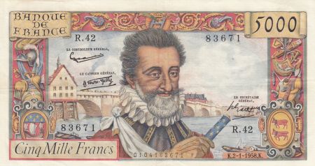 France 5000 Francs Henri IV - 02-01-1958 - Série R.42