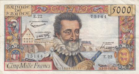 France 5000 Francs Henri IV - 03-10-1957 - Série E.22