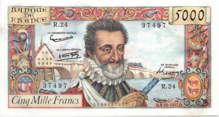 France 5000 Francs Henri IV - 03-10-1957 - Série R.24